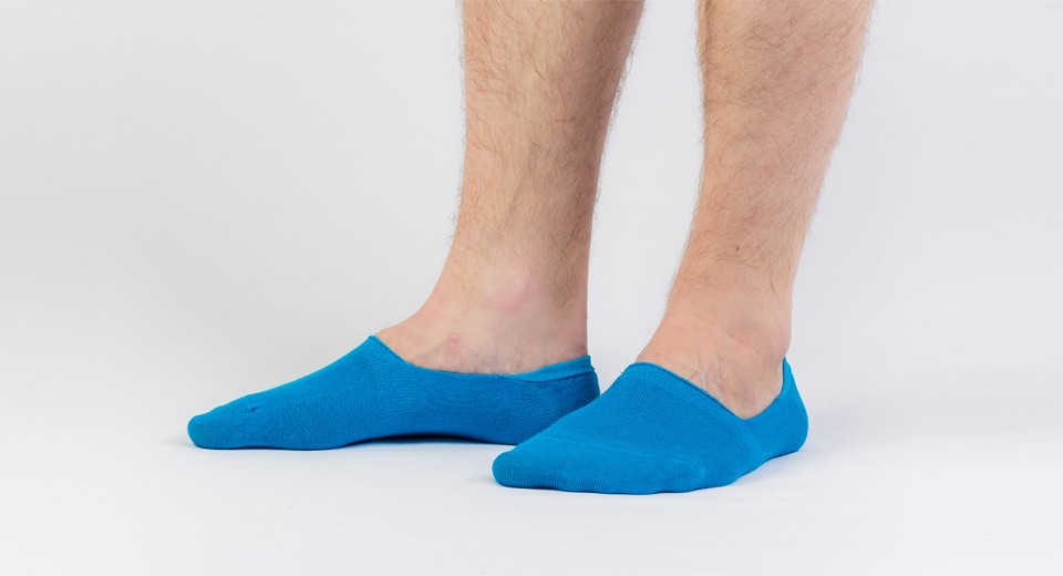 Хлопковые мужские носки-подследники цвета индиго