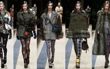 Prada Осень-Зима 2016-2017: трикотажные колготки с ромбами