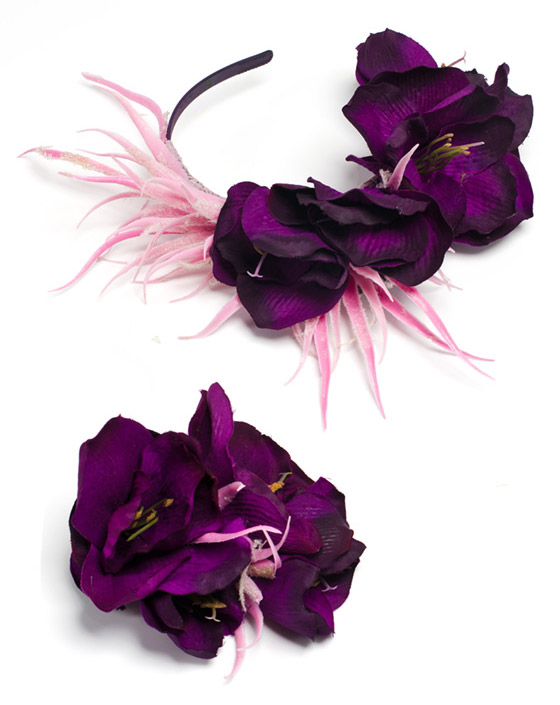Цветочные аксессуары: ободок с цветком и заколка