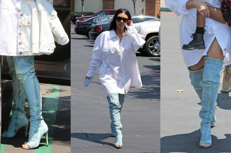 Джинсовые сапоги-чулки как у Kim Kardashian