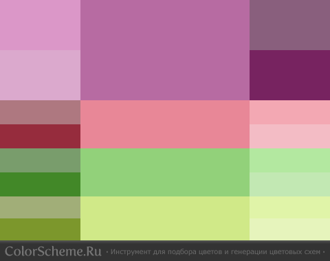 Цветовая схема на основе оттенка Bodacious