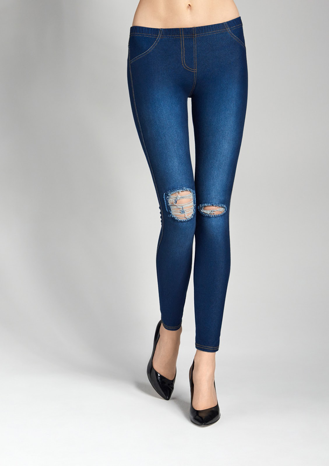 Коллекция Marilyn (Мэрилин) Осень-Зима 2016-2017. Jeans Rip - модные зимние джеггинсы с разорванными коленями.