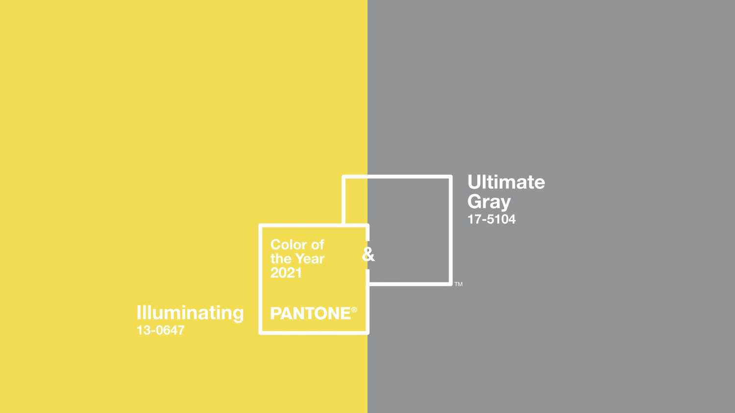 Цвета 2021 года — союз Ultimate Gray (Абсолютный серый) и Illuminating (Освещающий)