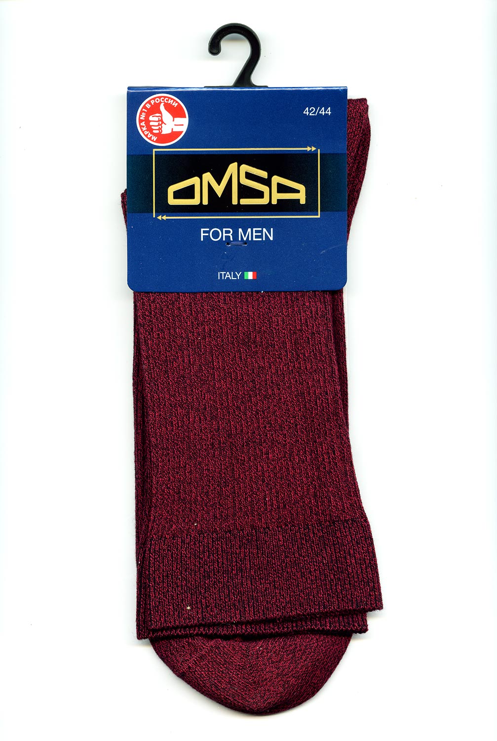Дежурные мужские носки в рубчик Omsa 301 Comfort цвета Bordo Melange (бордо меланж) ©bracatuS