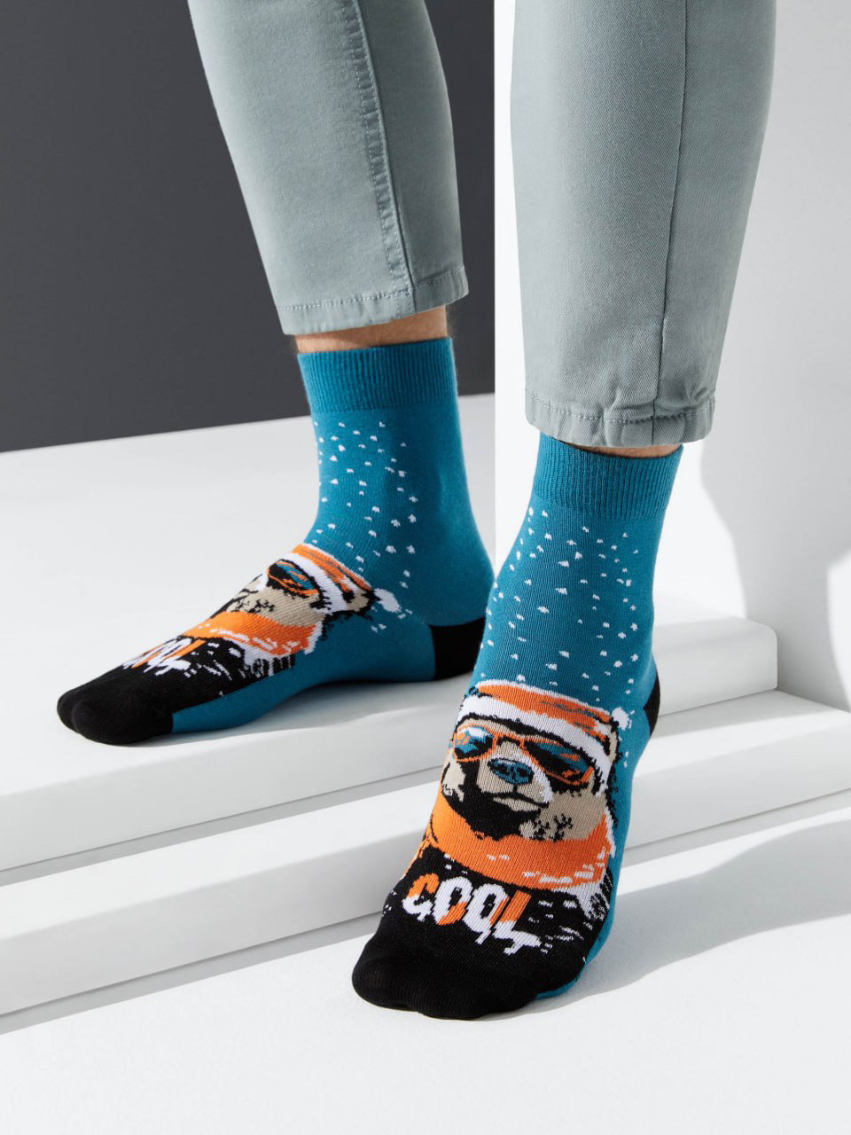 Мужские носки с медведями. Omsa.