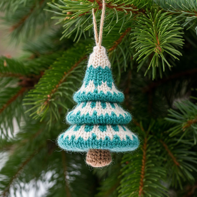 Вязаное ёлочное украшение. Изображение создано с помощью ИИ.