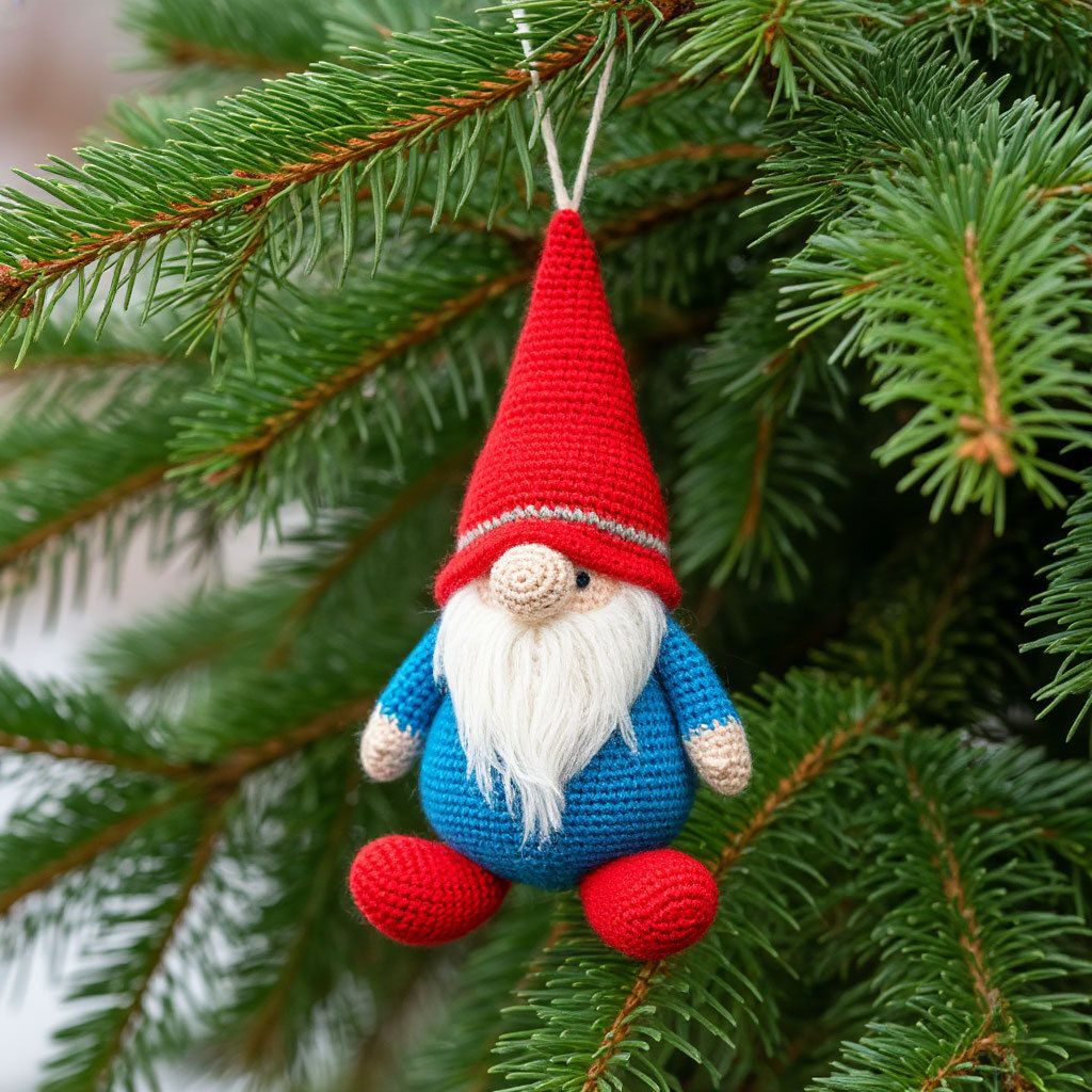 Вязаное ёлочное украшение. Изображение создано с помощью ИИ.